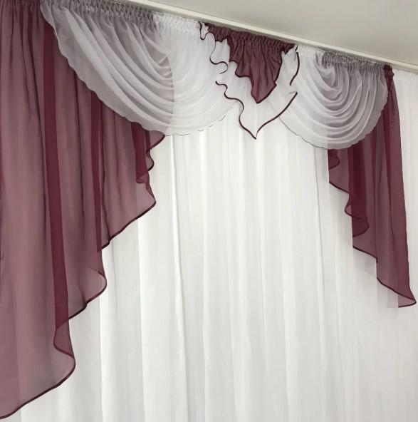Ламбрекен на карниз шифон 2 м Бордовый (102)
