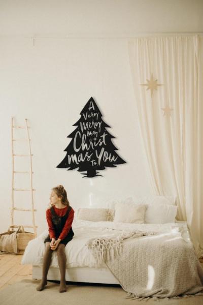 Декор настенный в стиле минимализм деревянный Decart Елка на кухню гостиную и спальню 30х26 см