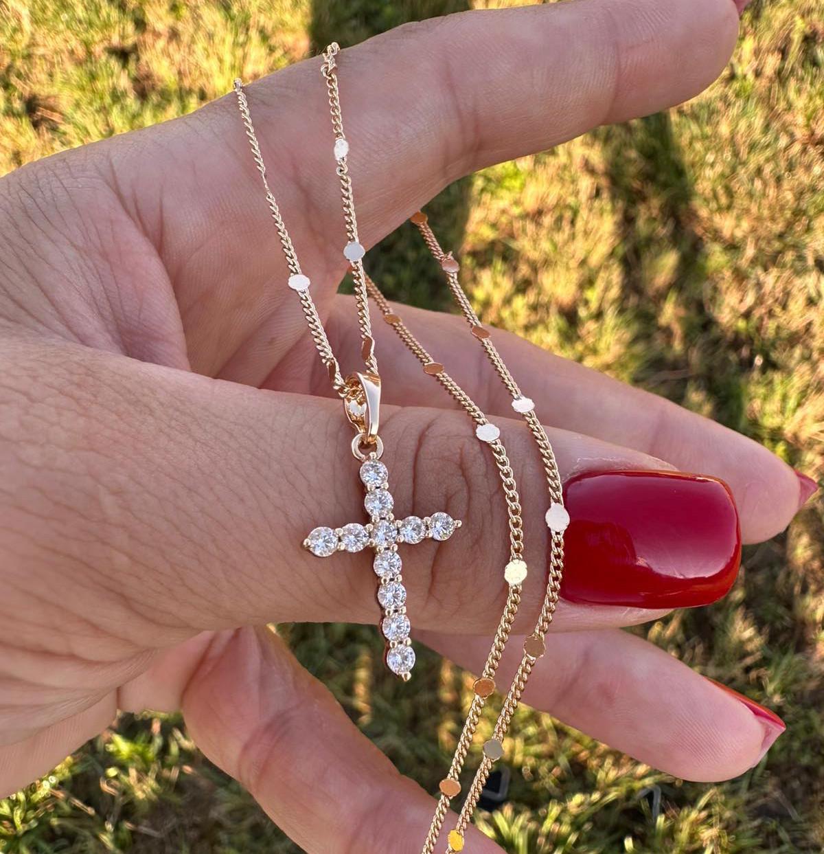 Набор цепочка 45 см 2,2 мм/крестик 3 см 18к 585п Золотой (76-16-1)