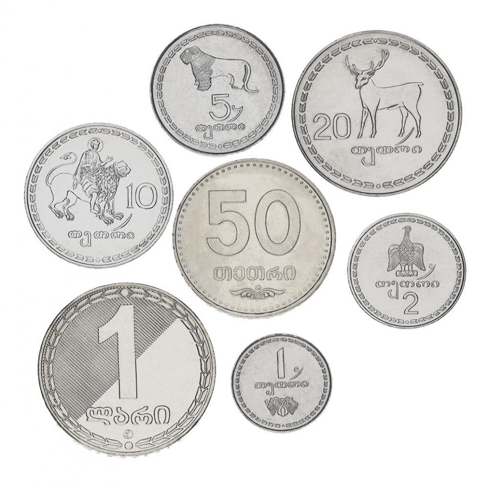 Коллекционные монеты Грузия 7 шт. 1993-2009 UNC (М08671)