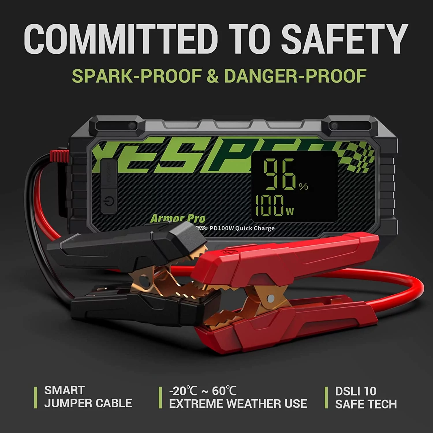 Пуско-зарядний пристрій Yesper Armor PD100 W 66666 mah 2500 A - фото 5