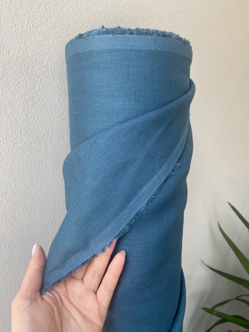 Ткань рубашечно-платьевая LINEN PLUS 100% лен 143 см 303 Темно-бирюзовый - фото 4