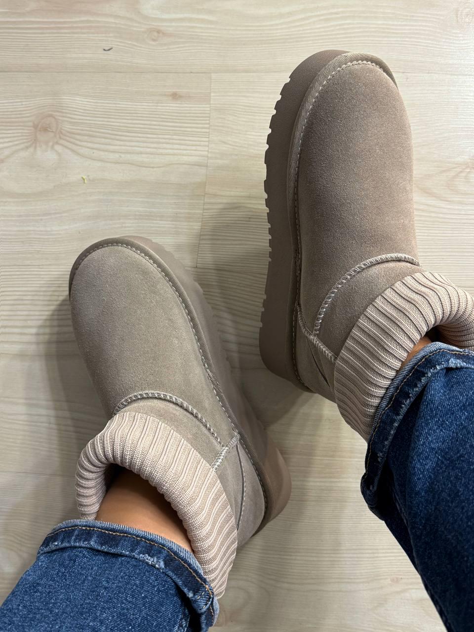 Угги женские Hengji 56-3 с манжетом носком на высокой подошве р. 40 Бежевый (5160) - фото 2