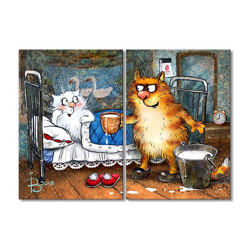 Модульная картина Молочко в постель 2 модуля 40х60 см