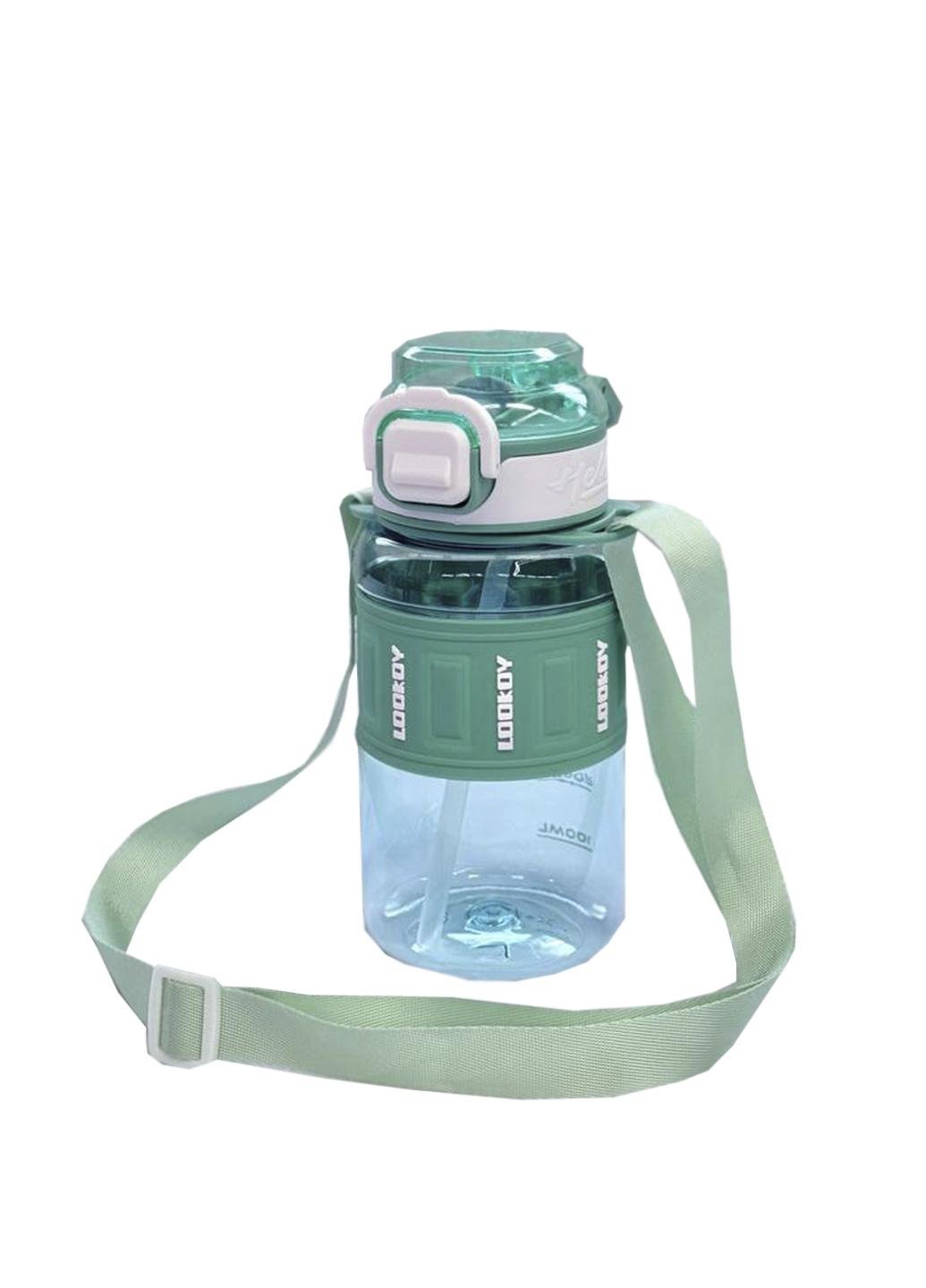 Пляшка для води Laska зі шнурком пластикова 600 мл Зелений (54744)