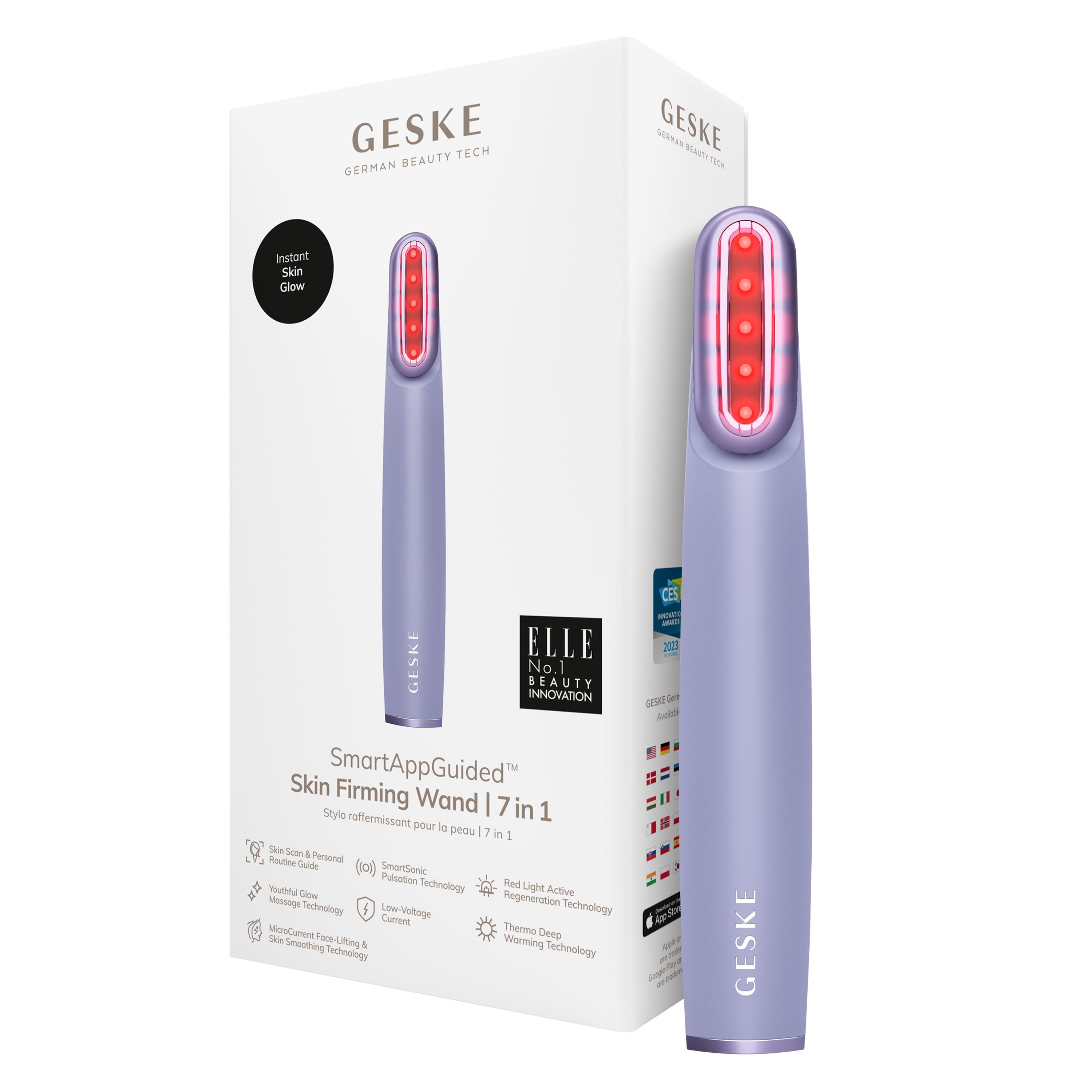 Устройство для укрепления и тонизации кожи лица GESKE Skin Firming Wand 7в1 с поворотной головкой Purple (HB0444)