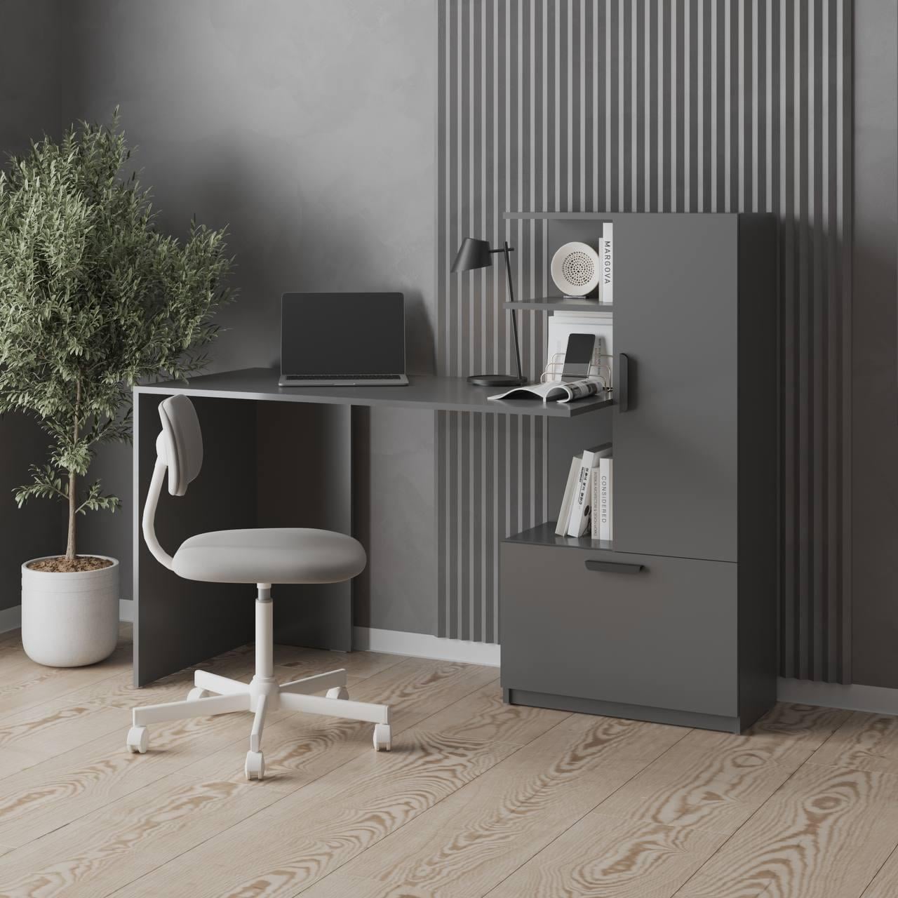 Письмовий стіл VAYS з полицями 150х58х122 см Графіт (34060758)