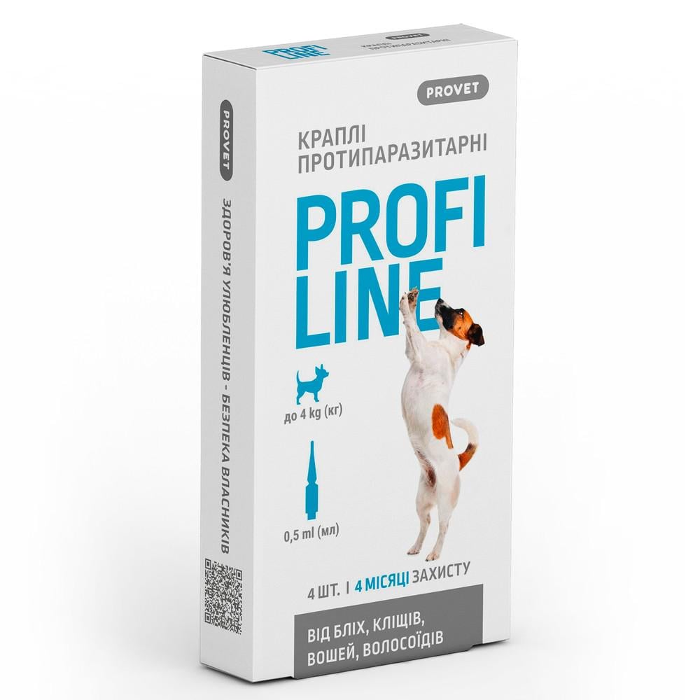 Краплі на загривку для собак ProVET Profiline від зовнішніх паразитів 0,5 мл/4 піп. (PR243105)