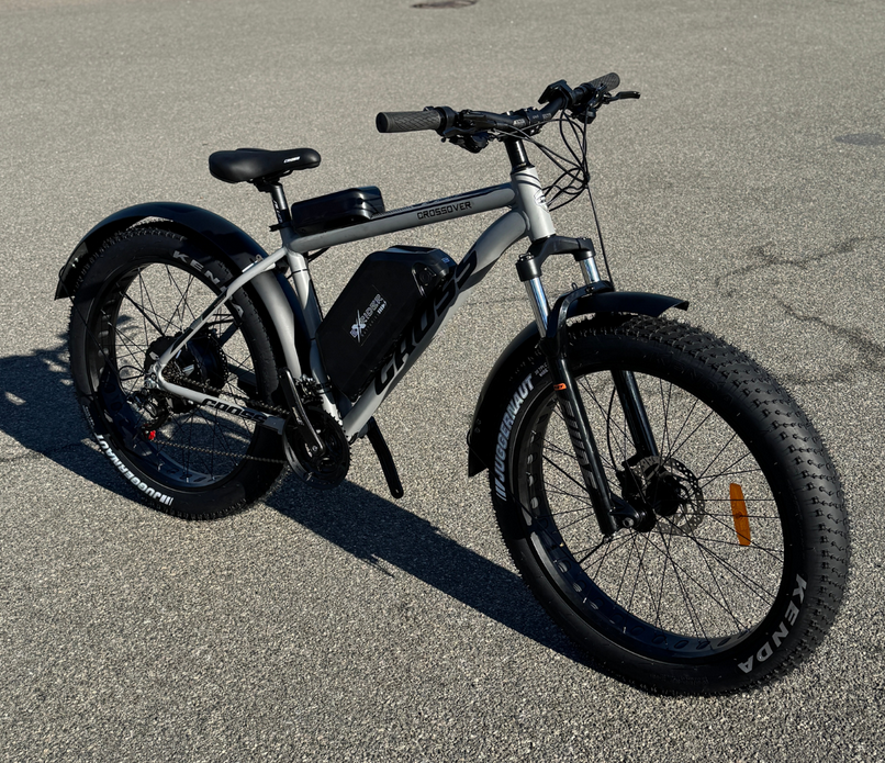 Велосипед с Е-комплектом Crossover на гидравлике Shimano с вилкой RST 26х4,0" Guide 48 В 1200 Вт MXUS 27 Ah до 85 км запас хода дисплей LSD-10