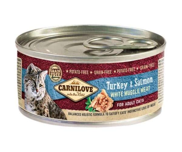 Корм влажный Carnilove Turkey&Salmon for Cats с индейкой и лососем для взрослих котов 100 г