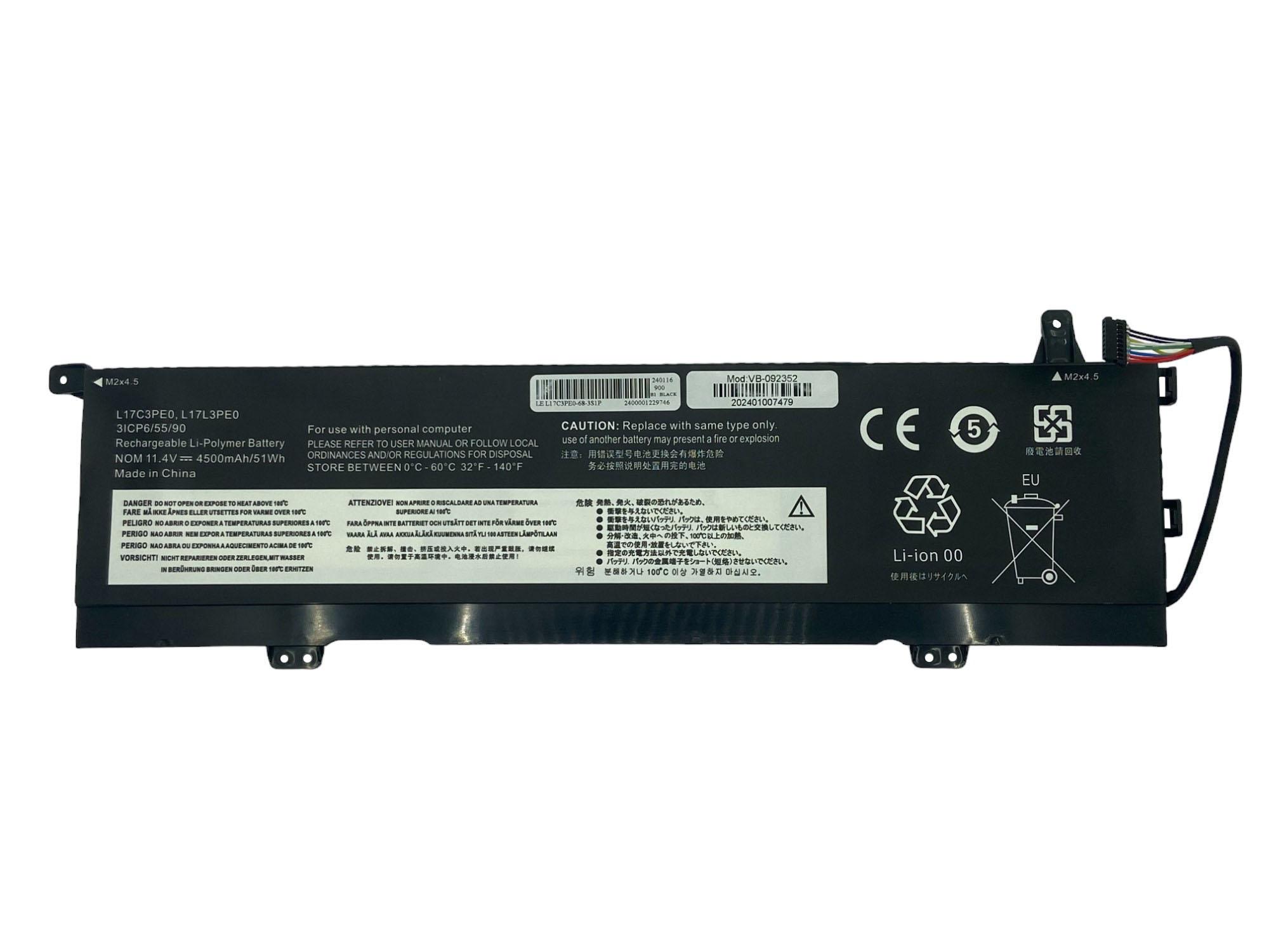 Аккумулятор для ноутбука Lenovo L17C3PE0 Yoga 730 11,4V 4500 mAh OEM Black