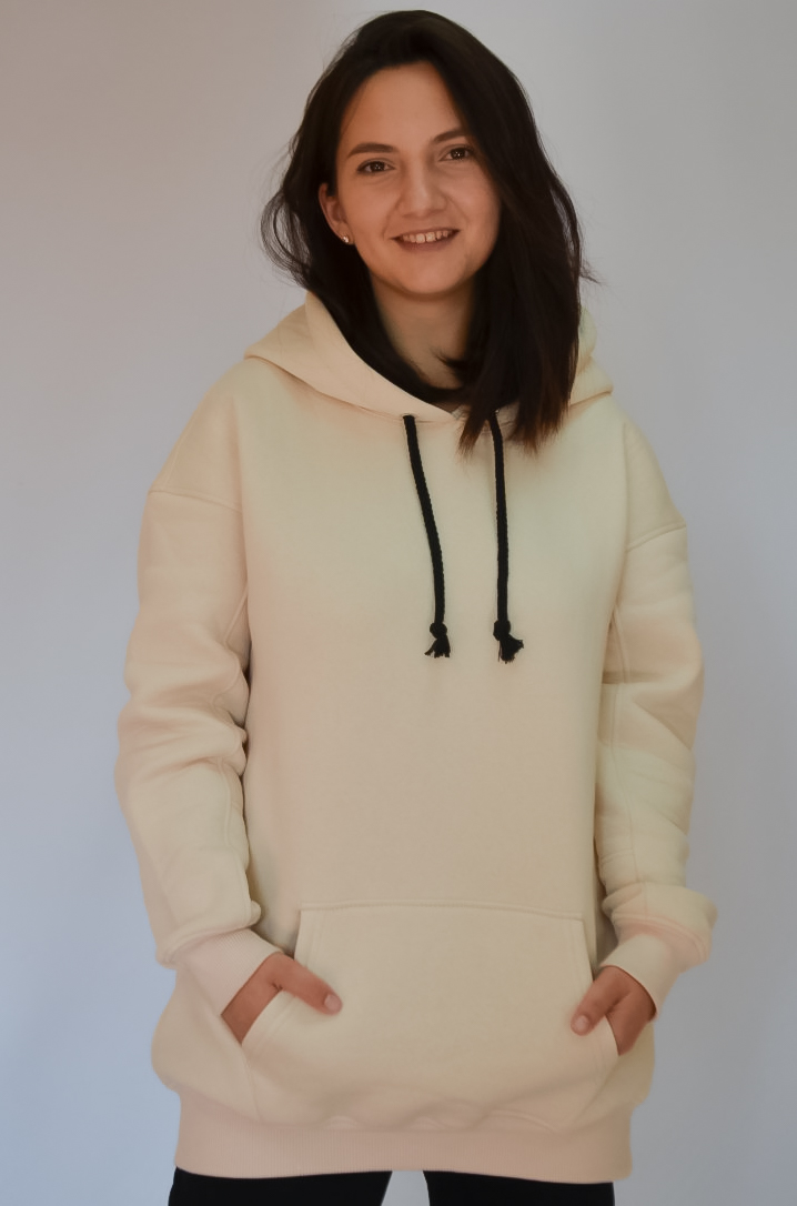 Худи женское оверсайз теплое на флисе Ballet Grace XS-S Молочный (0672)