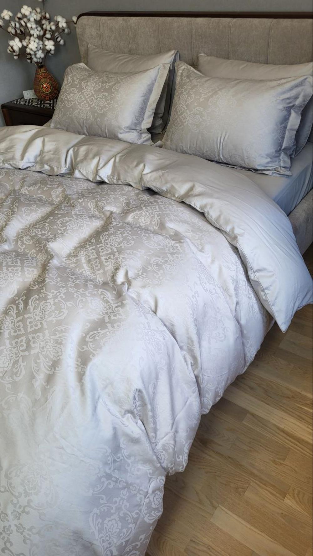 Комплект постельного белья Мир сатин жаккард Premium евро/наволочки 50х70/70х70 см Caspe Grey (6098) - фото 6 Комплект постельного белья Мир сатин жаккард Premium евро/наволочки 50х70/70х70 см Caspe Grey (6098) - фото 6