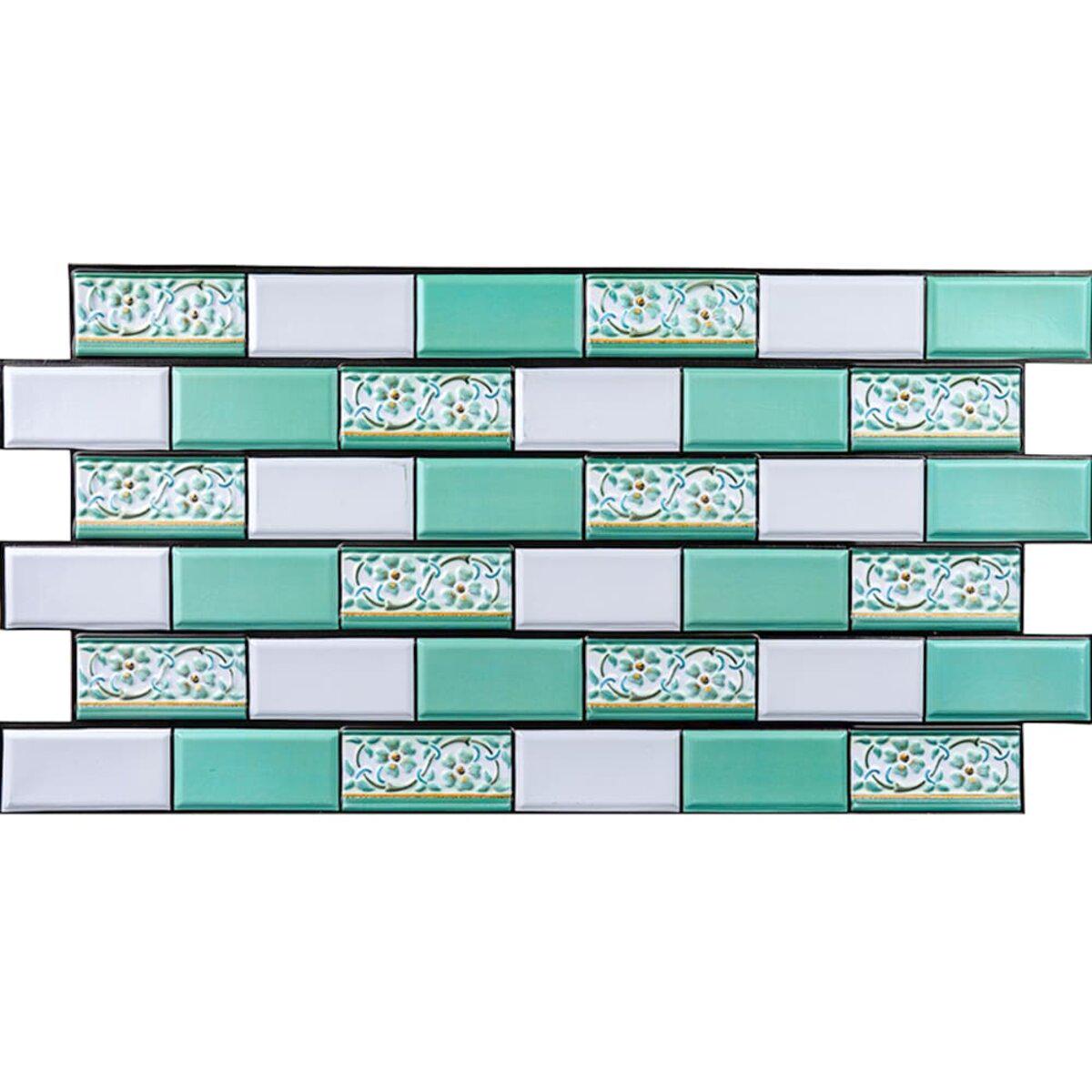 Панель декоративная ПВХ кирпич орнамент 960х480х4 мм Зеленый (SW-00001429)