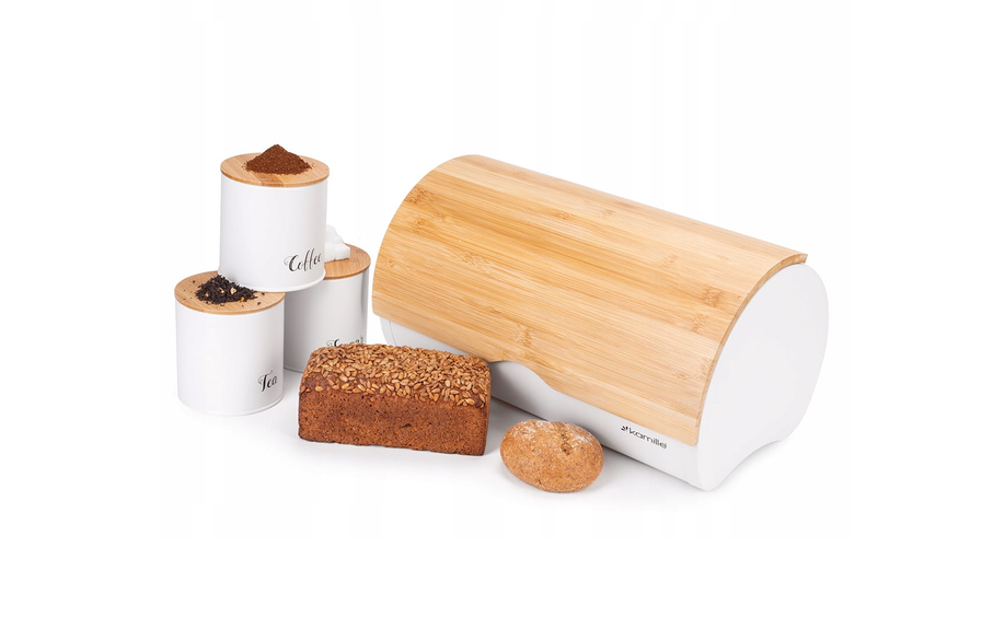 Хлебница с емкостями для хранения Kamille KM-1121 из нержавеющей стали 35,5х21,5х19,5 см Белый (150-84-1121)