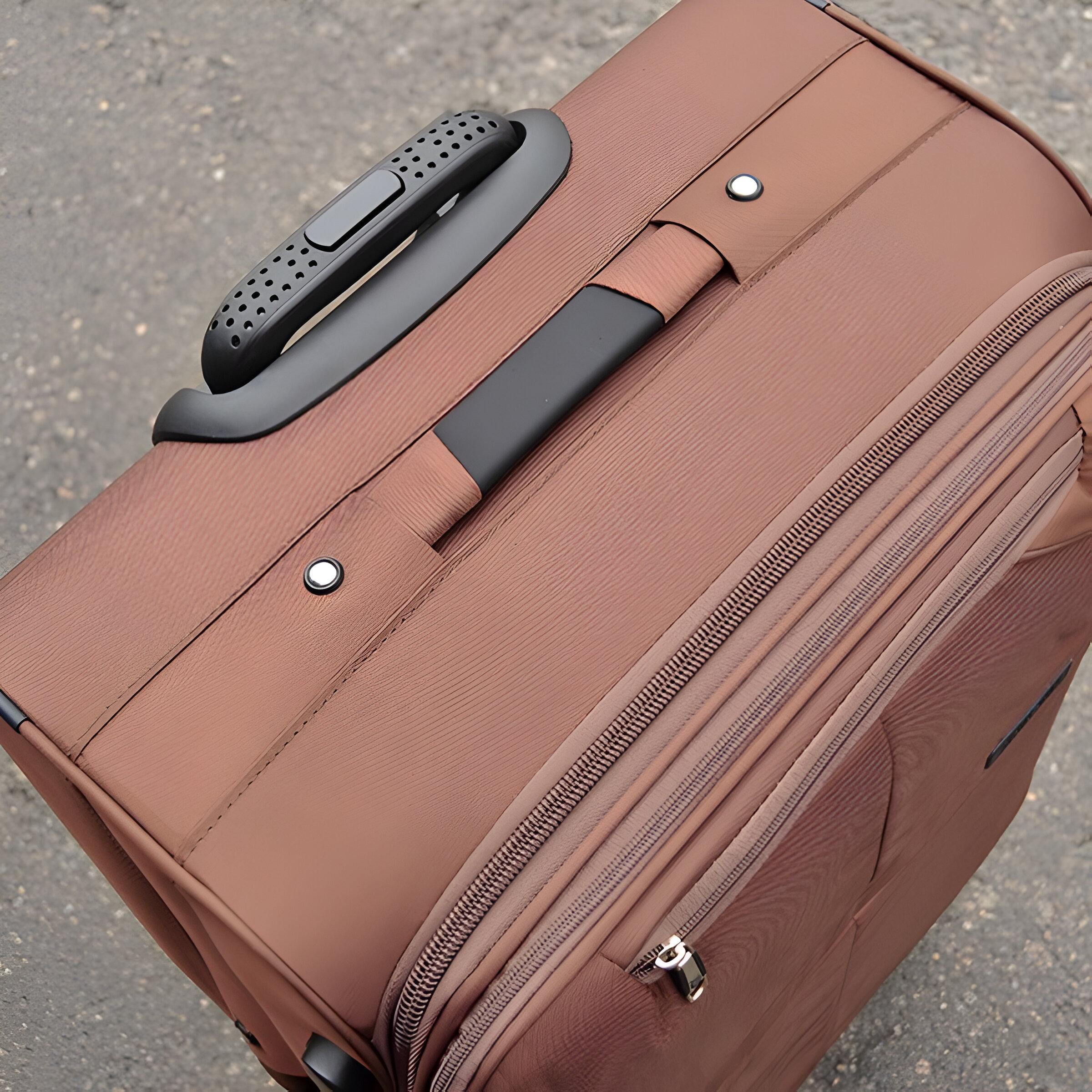 Набор чемоданов тканевых 3в1 с кодовым замком и телескопической ручкой Коричневый (24-292) - фото 3