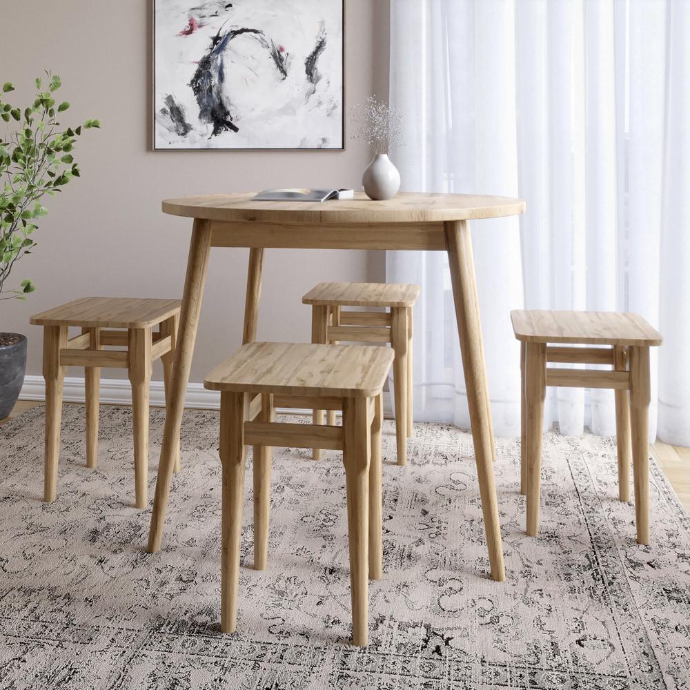 Стіл круглий та 4 табурети обідній для кухні Маямі-1 кромка ПВХ 0,45 мм Дуб аппалачі (Lion-041231) - фото 1 Стіл круглий та 4 табурети обідній для кухні Маямі-1 кромка ПВХ 0,45 мм Дуб аппалачі (Lion-041231) - фото 1