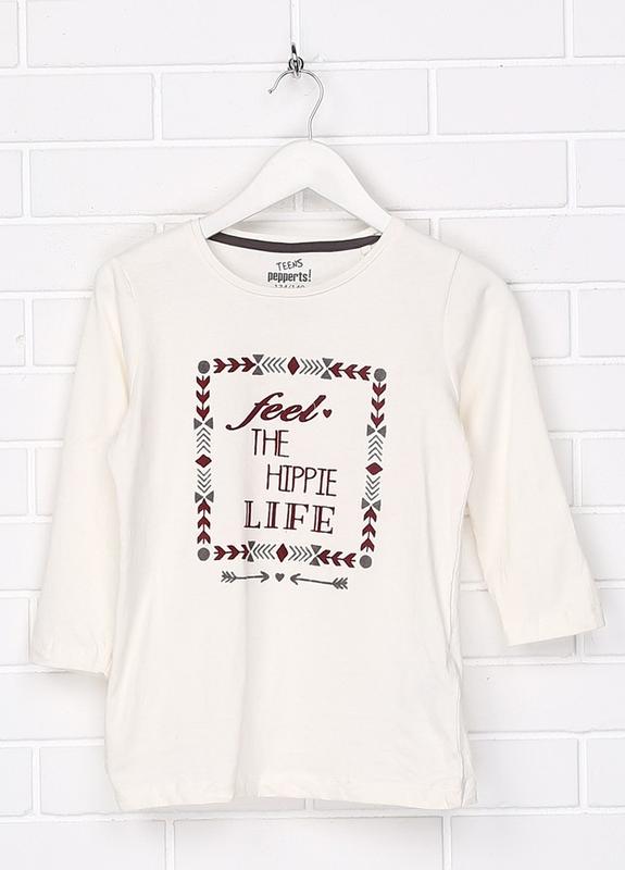 Лонгслів для дівчинки Pepperts 276957 з принтом бавовняна 6-8 років 122-128 см Білий (57085)