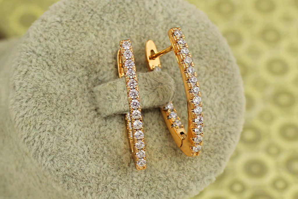 Серьги Xuping Jewelry дорожки с крупными камнями спереди и сзади 2,9 Золотистый (29367255)