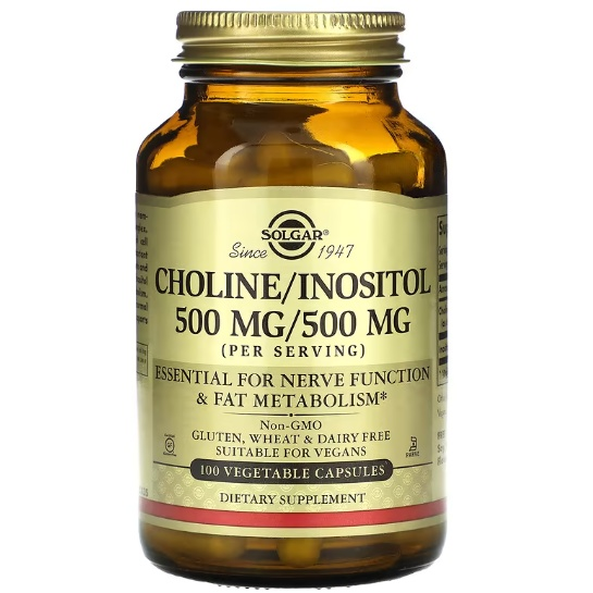 Комплекс Холин и инозитол Solgar Choline Inositol 500 мг/500 мг 100 вегетарианских капсул