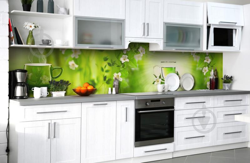 Скинали на кухню Zatarga «Чай из черёмухи» 600х2500 мм виниловая 3Д наклейка кухонный фартук самоклеящаяся