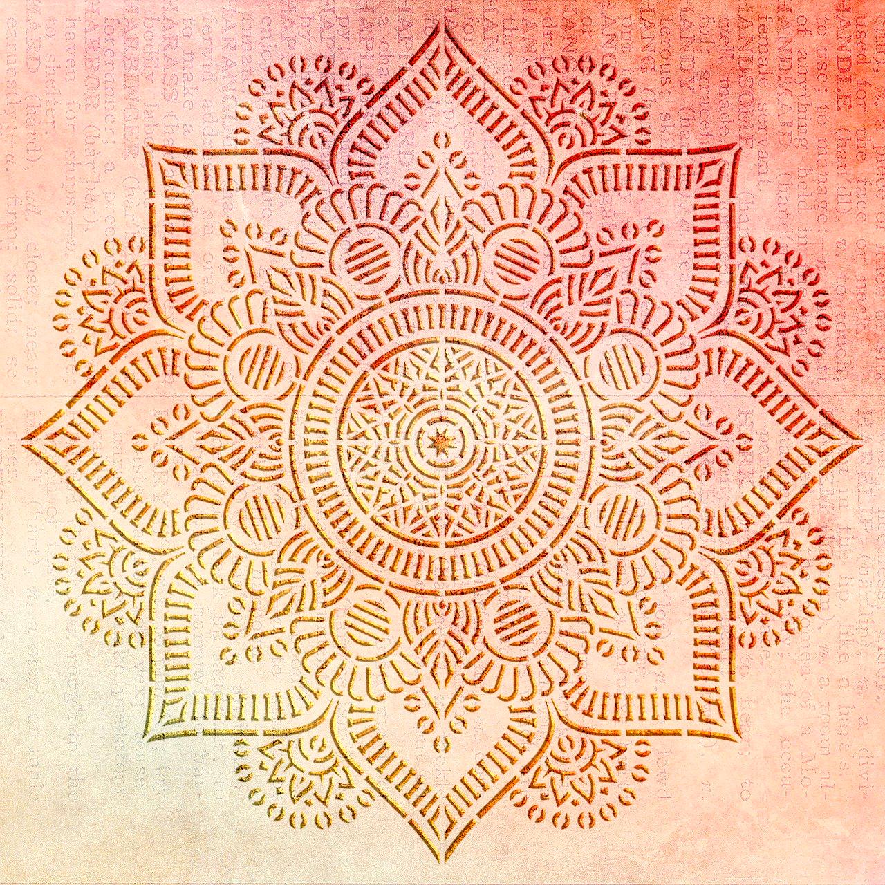 Трафарет многоразовый DFA Мандала для штукатурки/краски гибкий пластик 40x40 см толщина 0,3-1 мм (С00139)