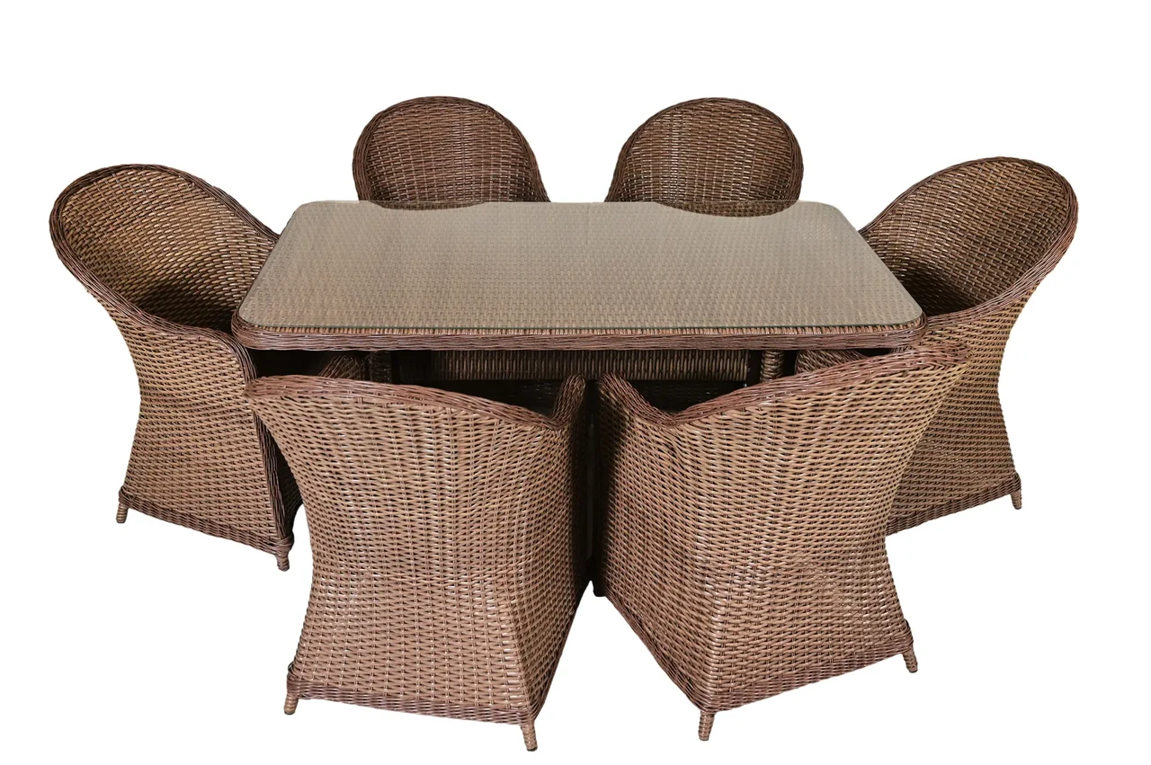 Комплект садових меблів Олівія на металевому каркасі зі штучного ротанга стіл Коричневий (CNT00008866)