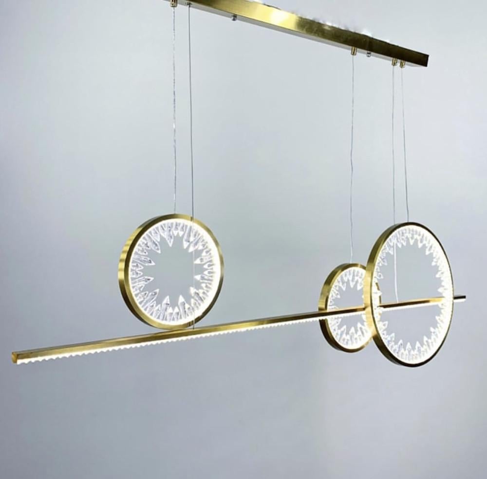 Люстра светодиодная удлиненная с хрустальными камешками Латунный (NO 3-1200)