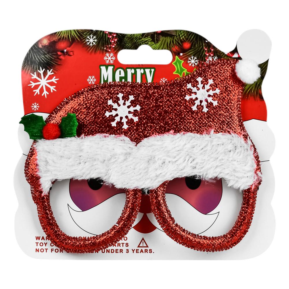 Очки новогодние декоративные Stenson R96053 полиэстереновая с пластиком 11,5 см Красный с белым (1991d13b)