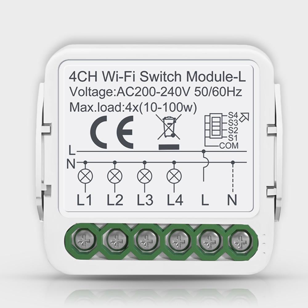 Реле Wi-Fi четырехканальное Tuya 10А (WH00902)