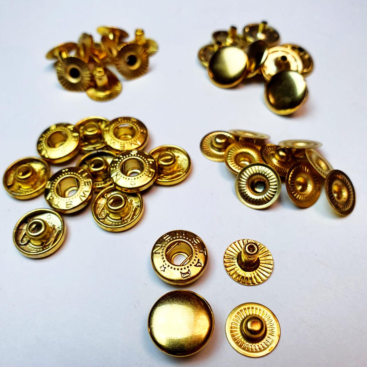 Кнопка металева Strong Alfa 12,5 мм 10 шт. Золотий