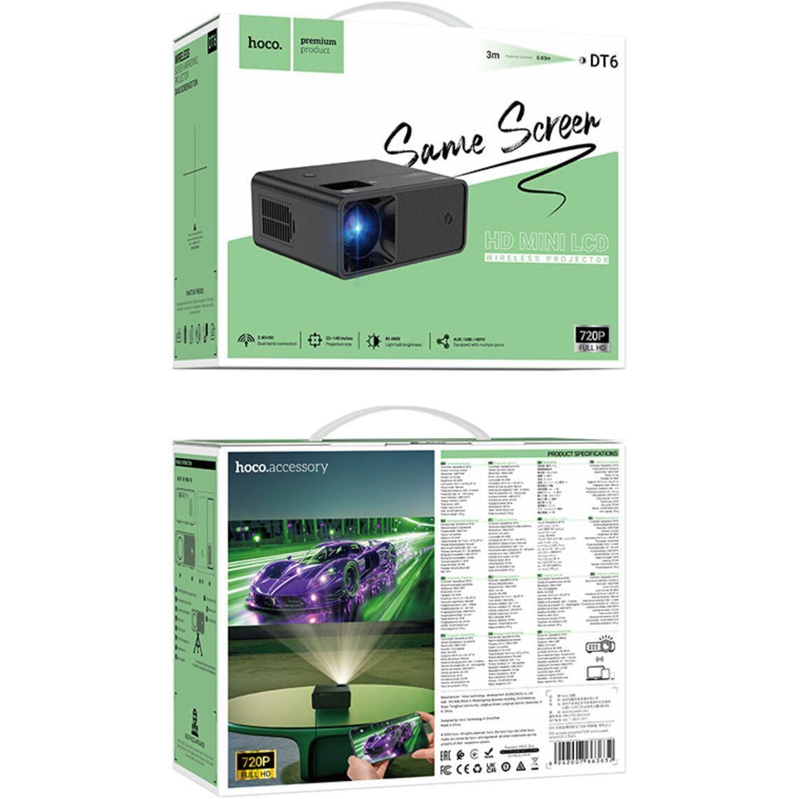 Проектор Hoco DT6 Wireless Projector 720P same screen version Black - фото 6