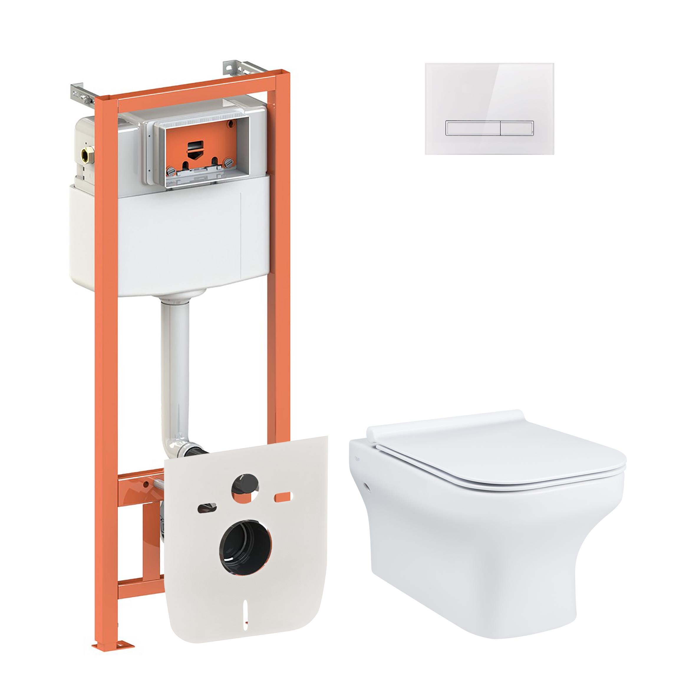 Комплект инсталляции Q-tap Nest QT0433C660HW0133M425V1105GW кнопка с унитазом Белый (124725) Комплект инсталляции Q-tap Nest QT0433C660HW0133M425V1105GW кнопка с унитазом Белый (124725)