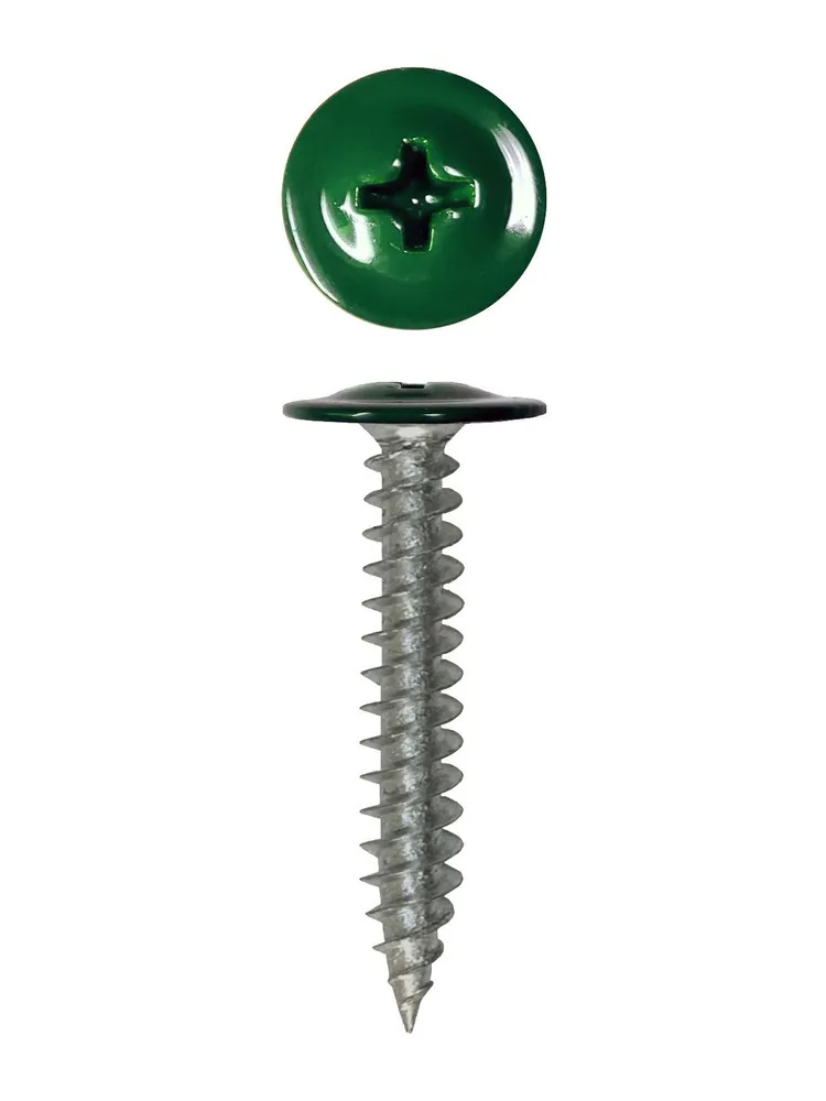 Саморез SIMBUD прессшайба 19 острая 500 шт. RAL6005 (2594574) - фото 1