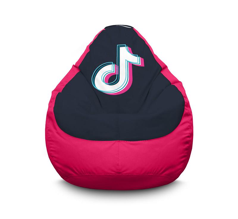 Кресло мешок iPuff Tik Tok Logo Pink Оксфорд XXL 90х125 см Красный