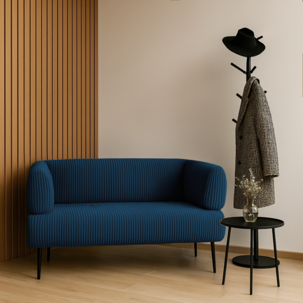 Диван офисный Tobi Sho Бенно-1 с подлокотниками велюр вельвет 1200х720х750 мм Lotus 88/DK Blue