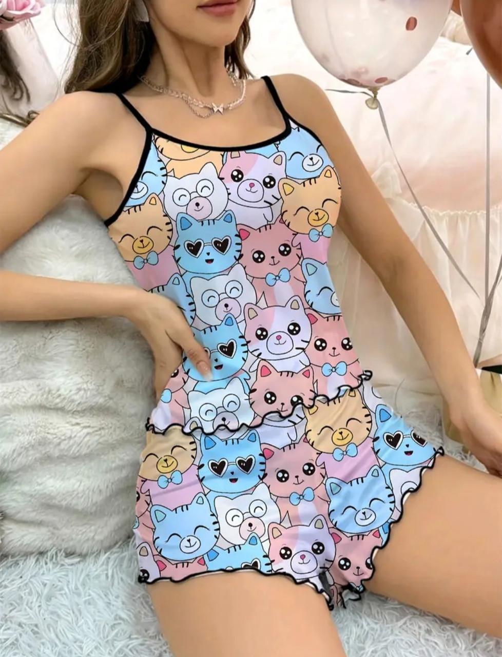 Піжама жіноча Коти майка та шорти M (27829545)