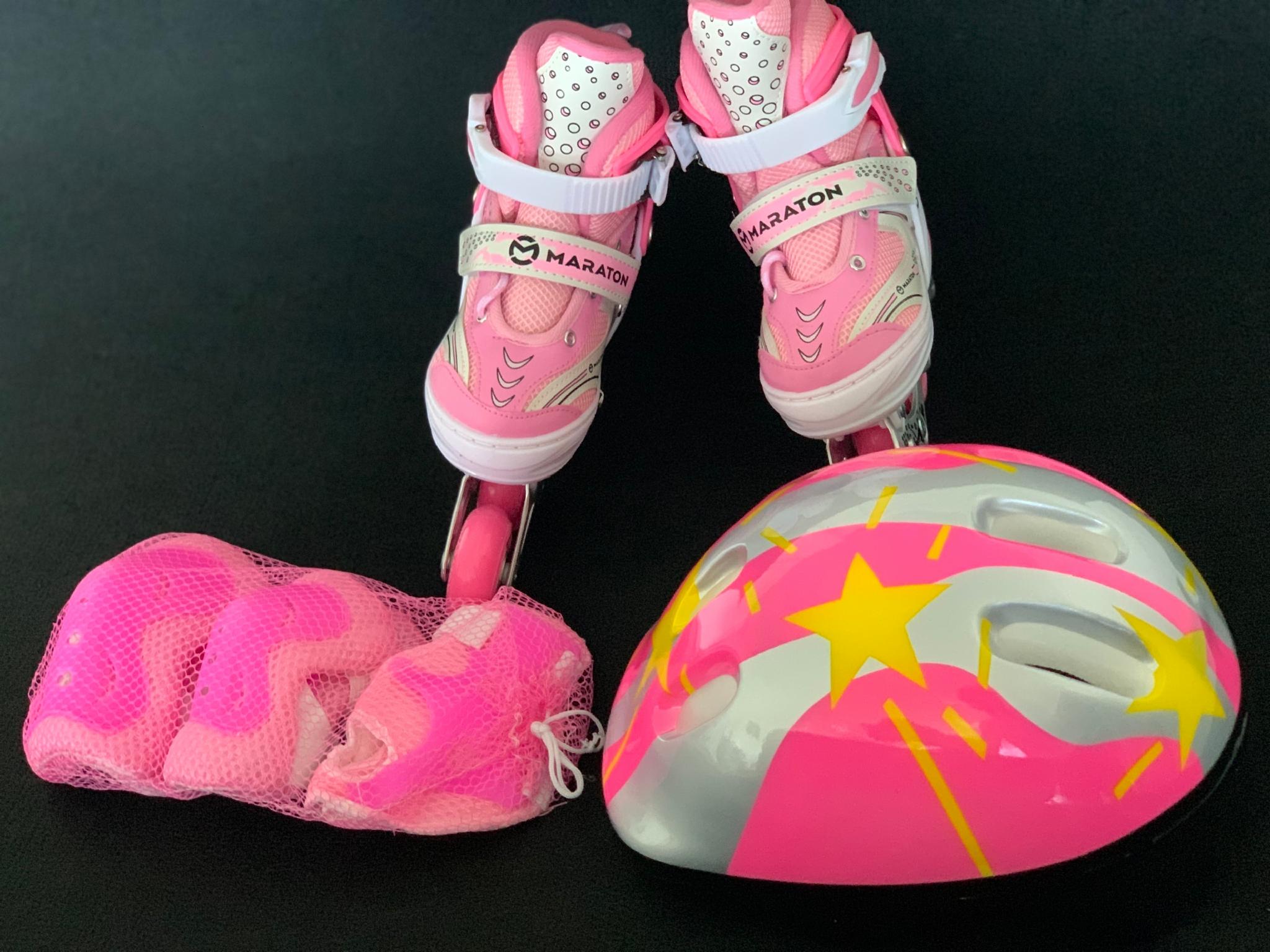 Набор детский ролики с защитой/шлемом/наколенниками S 28-33 см Розовый - фото 5