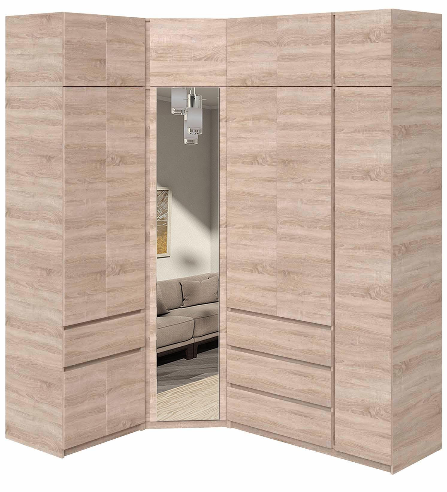 Стенка-шкаф угловой Мастер Форм Брайт 1450/2050х520х2400 мм Дуб сонома (32913) - фото 1 Стенка-шкаф угловой Мастер Форм Брайт 1450/2050х520х2400 мм Дуб сонома (32913) - фото 1