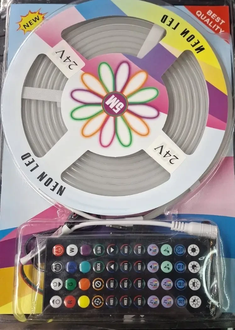 Гибкая LED неоновая лента NEON RGB STRIP 5 метров 24V с управлением со смартфона (9462)
