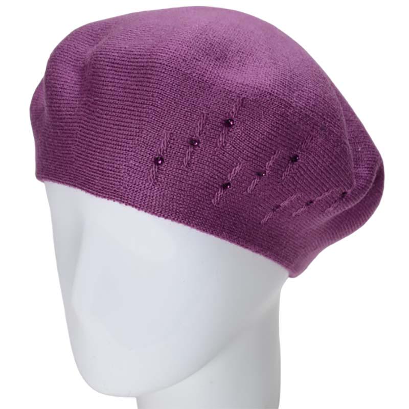 Берет женский Lirus Бисер двойной тонкой вязки Сиреневый (119230)