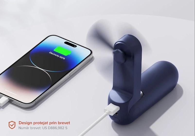 Вентилятор ручний JISULIFE Life8 12-21 ч. автономності 2000 мАг Power Bank LED ліхтарик 2 швидкості Білий (2656605779) - фото 8