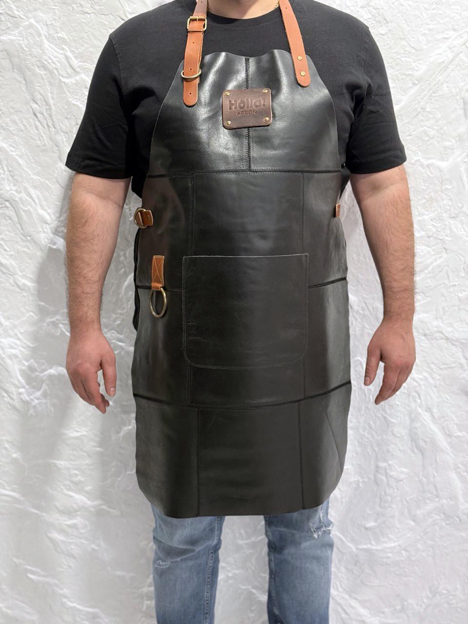 Фартух з натуральної шкіри HollaApron Black (300001) - фото 2