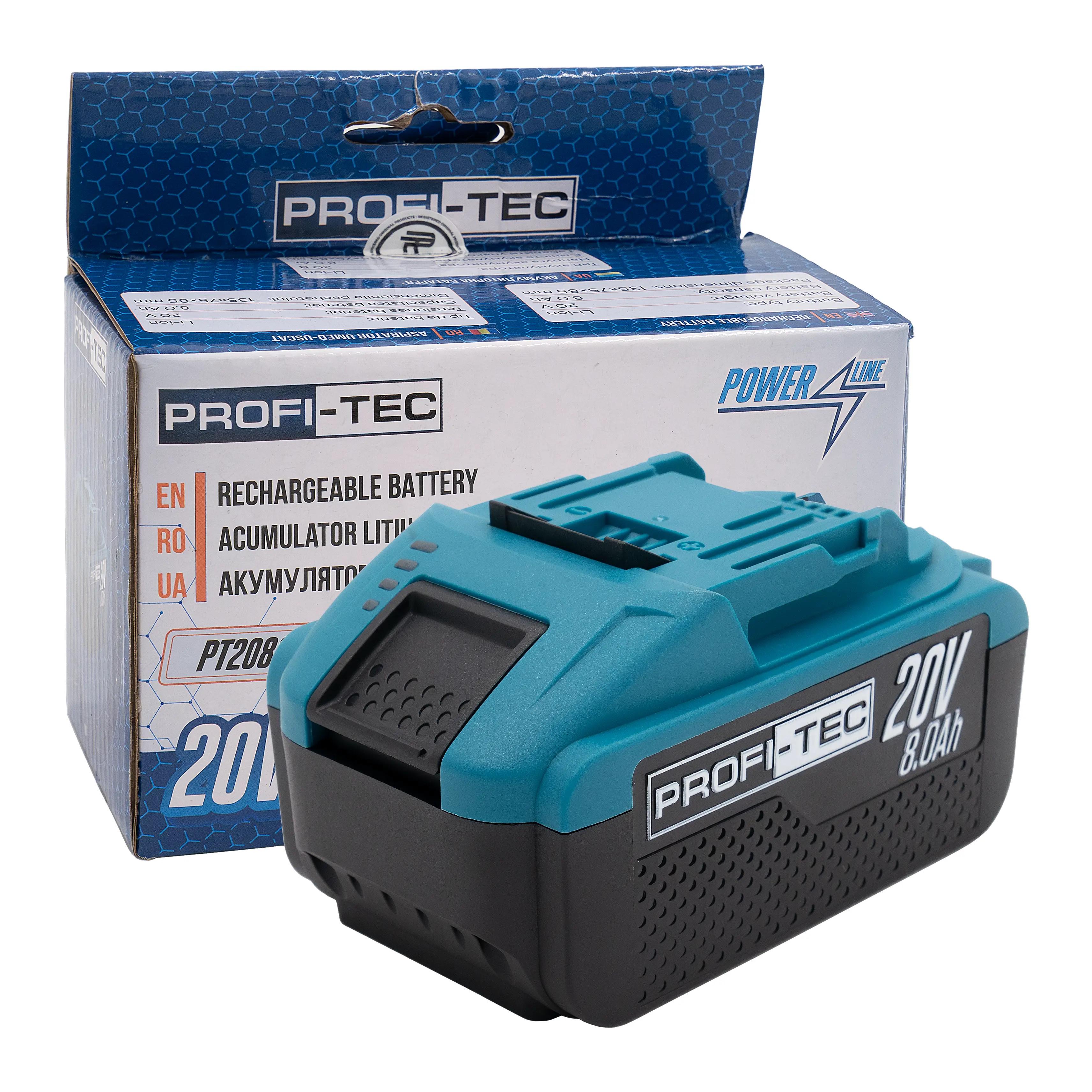 Батарея PROFI-TEC PT2080EP 20V 8, Aг 10С високострумова з індикатором (25456789)