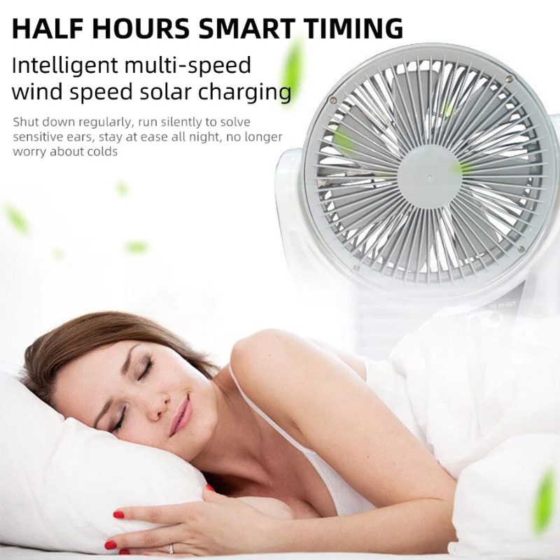 Вентилятор портативний 606 із сонячною панеллю 2 швидкості USB 6" 6 Вт 3,2V 4000 мАг 4в1 (2620348554) - фото 10