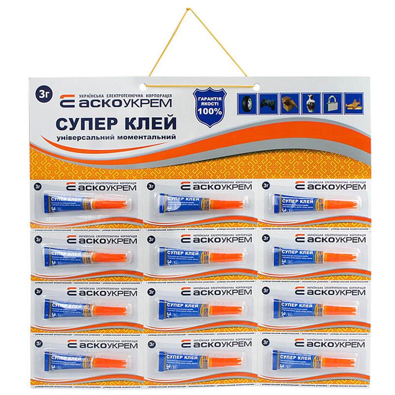 Клей секунда АСКО 3 г Бесцветный 12 шт. (A.HC-12-3)