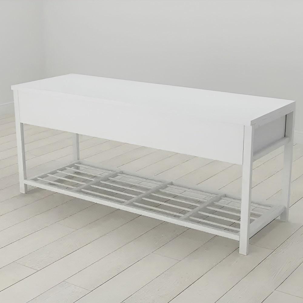 Банкетка с ящиком Ferrum-decor Дрейк 2 металл/ДСП 16 мм 550x1200x400 мм Белый/Белый (FRD-103073)