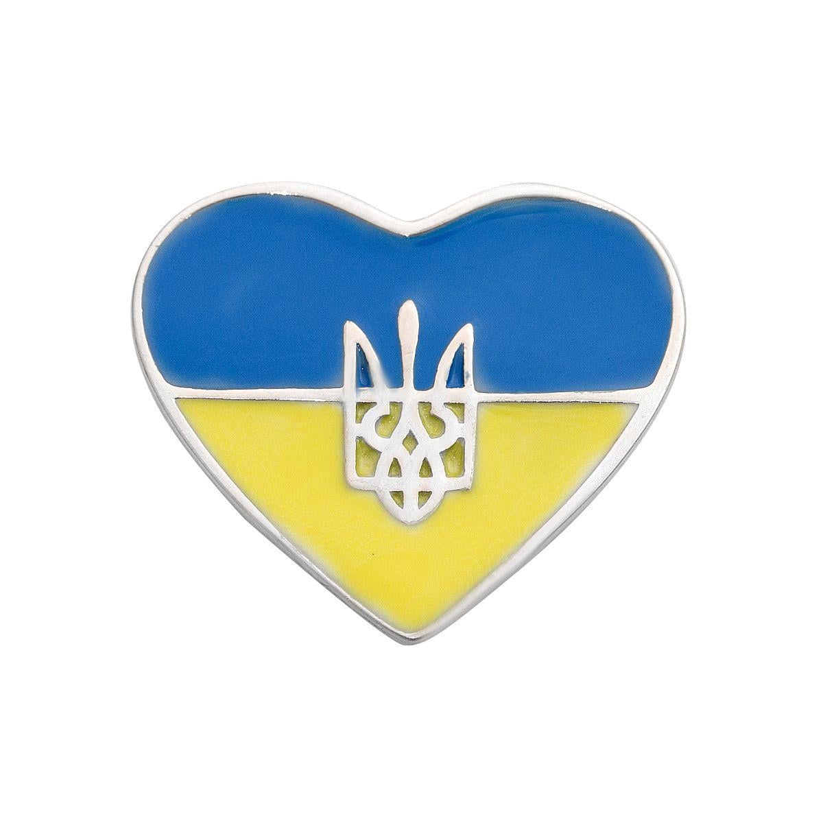 Брошь серебряная с эмалью и гербом Украины