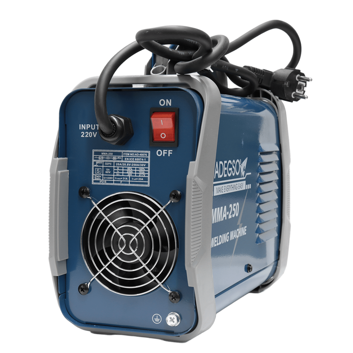 Інвертор зварювальний ADEGSO AD-40076 250 А 1.6-5.0 мм (29739394) - фото 9 Інвертор зварювальний ADEGSO AD-40076 250 А 1.6-5.0 мм (29739394) - фото 9