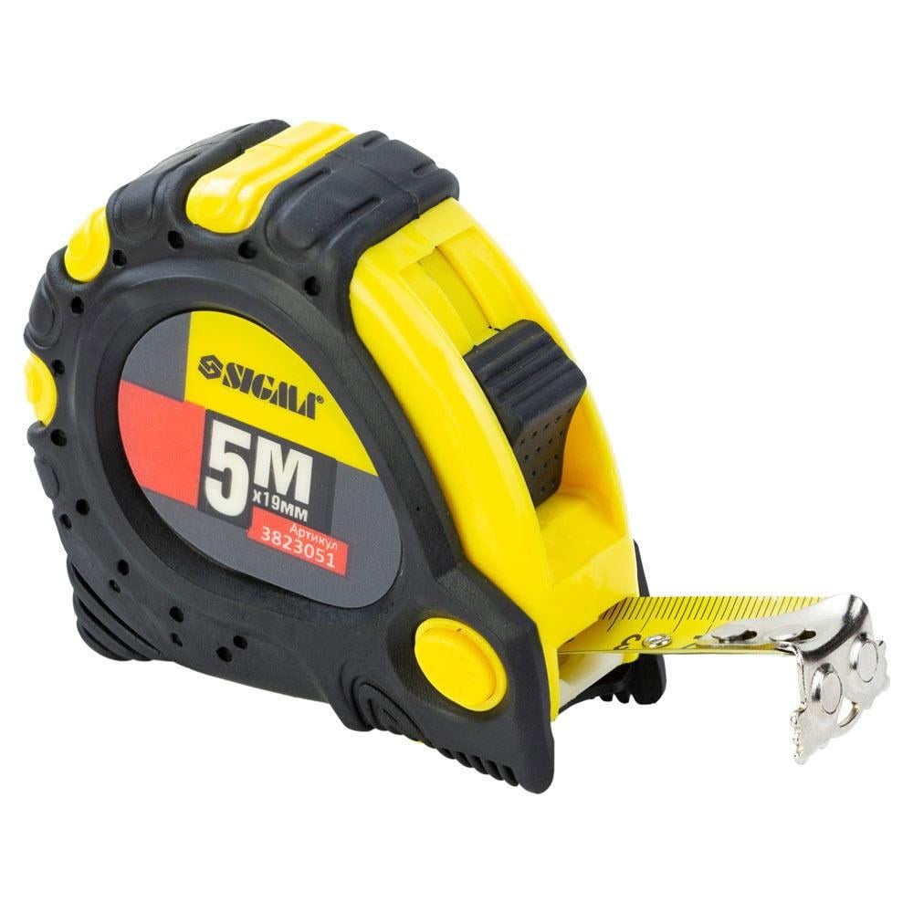 Рулетка магнитная Sigma фиксатор + тормоз 5 м 19 мм (3823051)